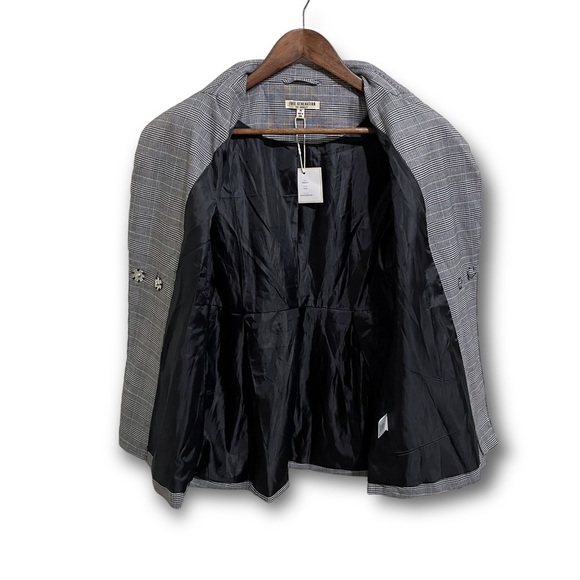 Free Generation Los Angeles Womens Checkered Snap Front Blazer Grey Size Medium - Picture 2 of 7